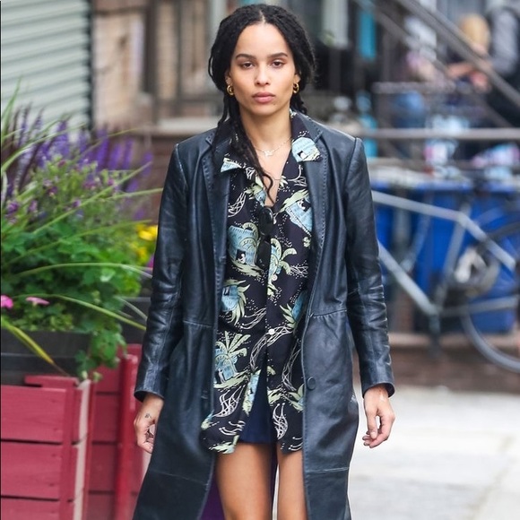 Zara, black, faux leather button down, long, slightly oversized - Picture 5 of 5